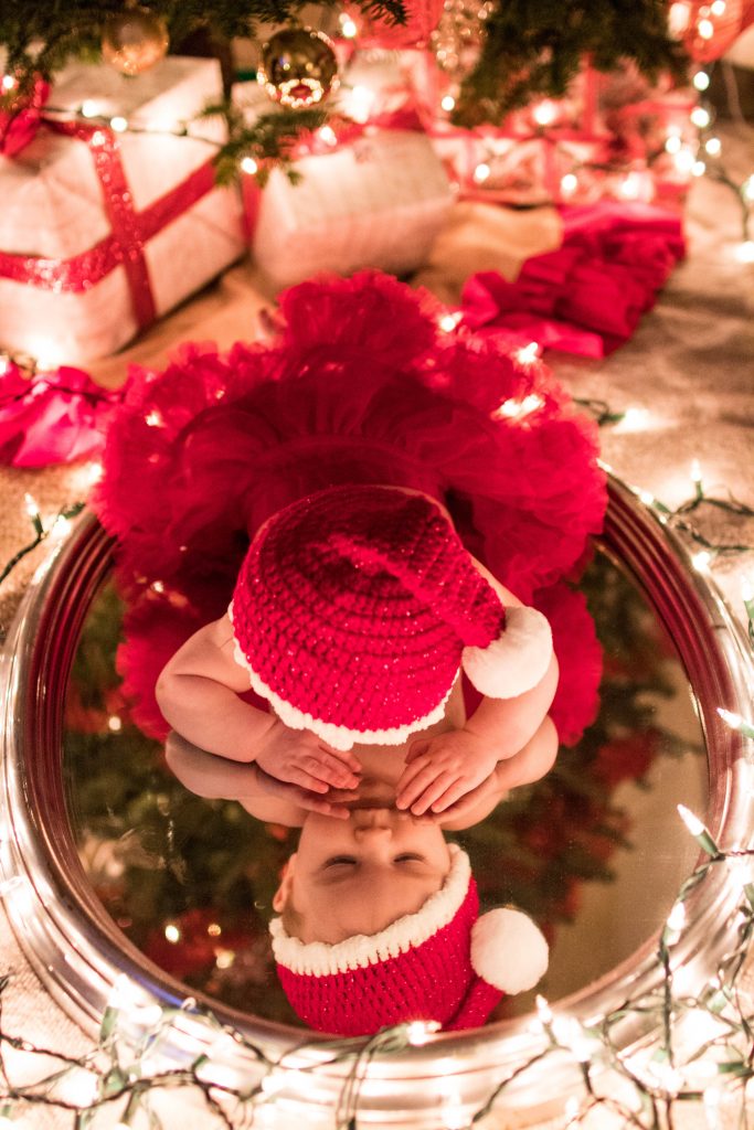 baby's first christmas photoshoot