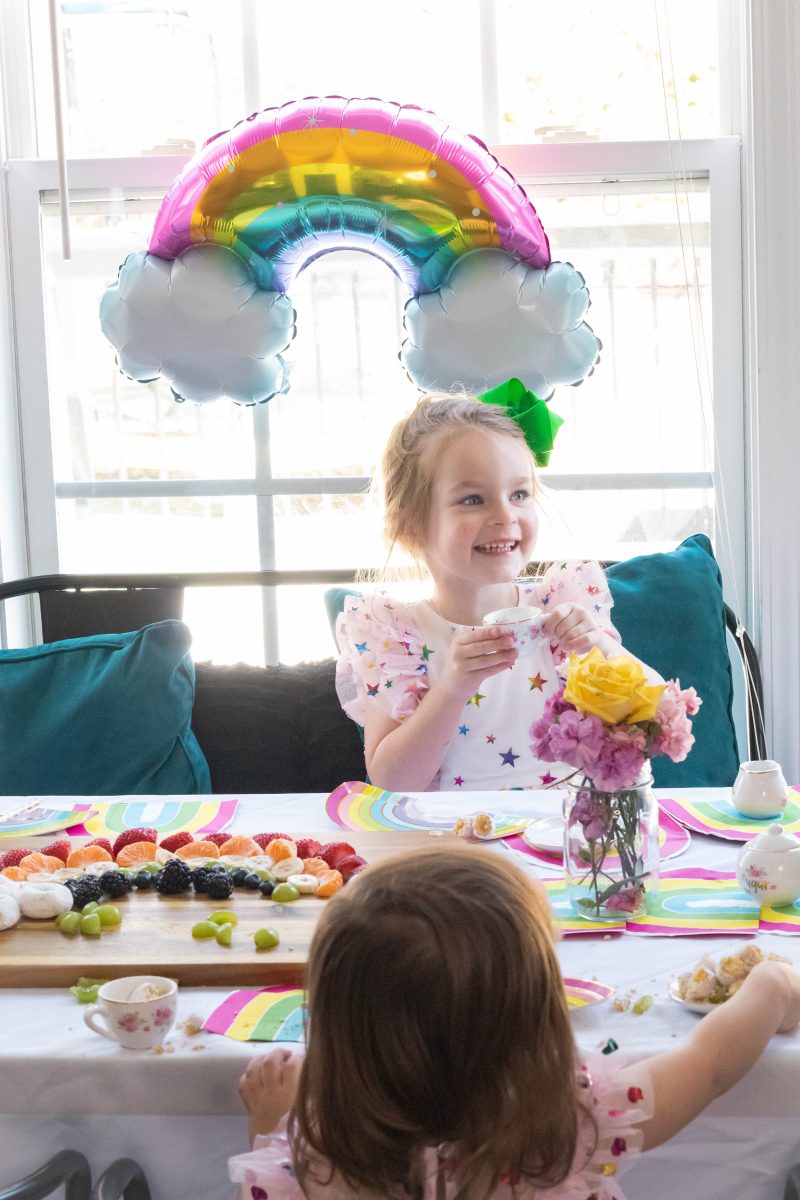 Toddler girl at shamrock tea party